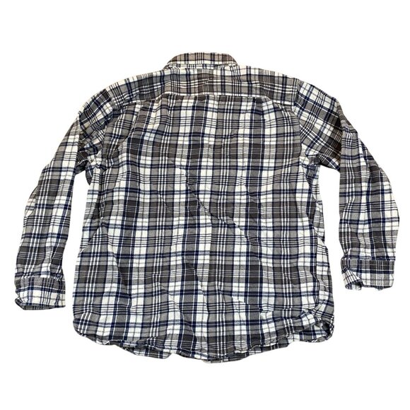 Ridgecut Mens XL Plaid Button-Up Shirt Blue/White 100% Cotton Long Sleeve - Picture 2 of 10